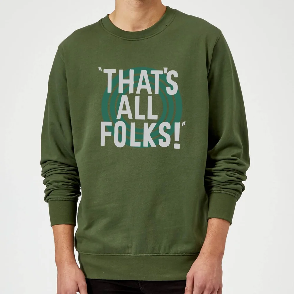 Looney Tunes That's All Folks Sweatshirt - Forest Green - XXL Image 1