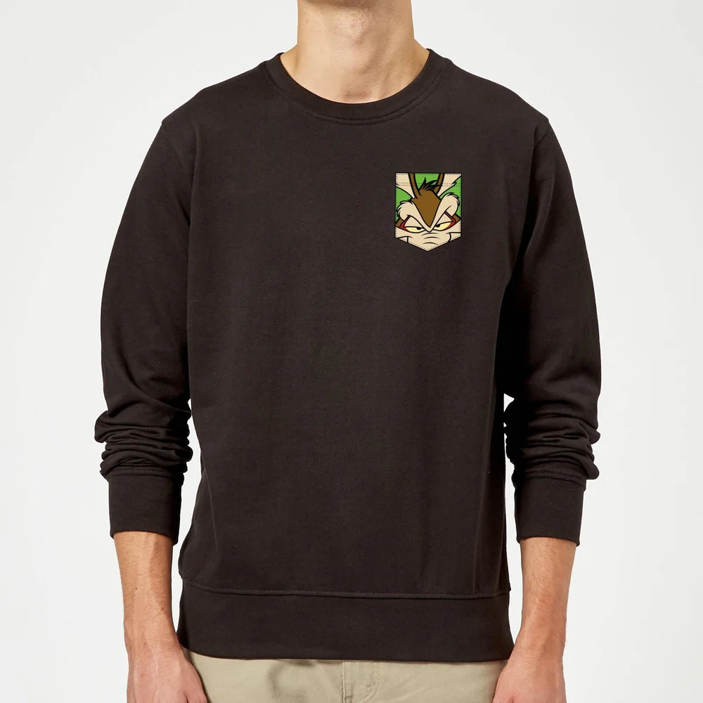 Looney Tunes Wile E Coyote Face Faux Pocket Sweatshirt - Black - S Image 1