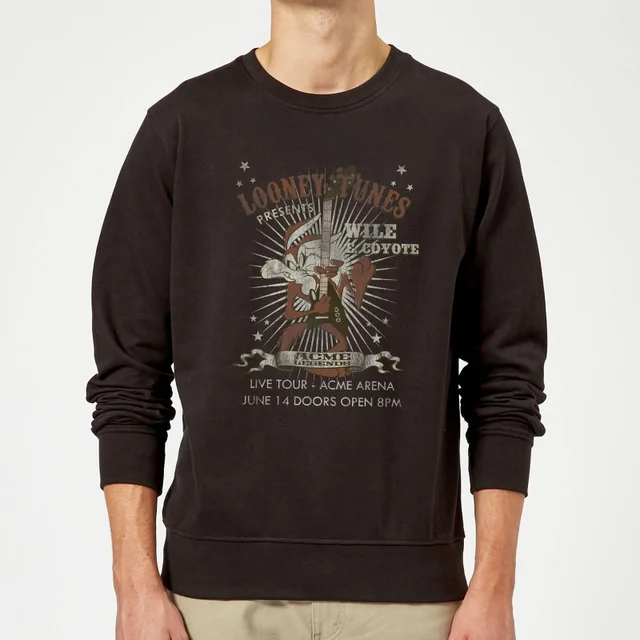 Looney Tunes Wile E Coyote Guitar Arena Tour Sweatshirt - Black