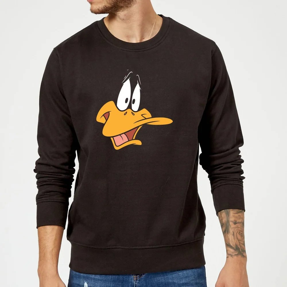 Looney Tunes Daffy Duck Face Sweatshirt - Black - S Image 1