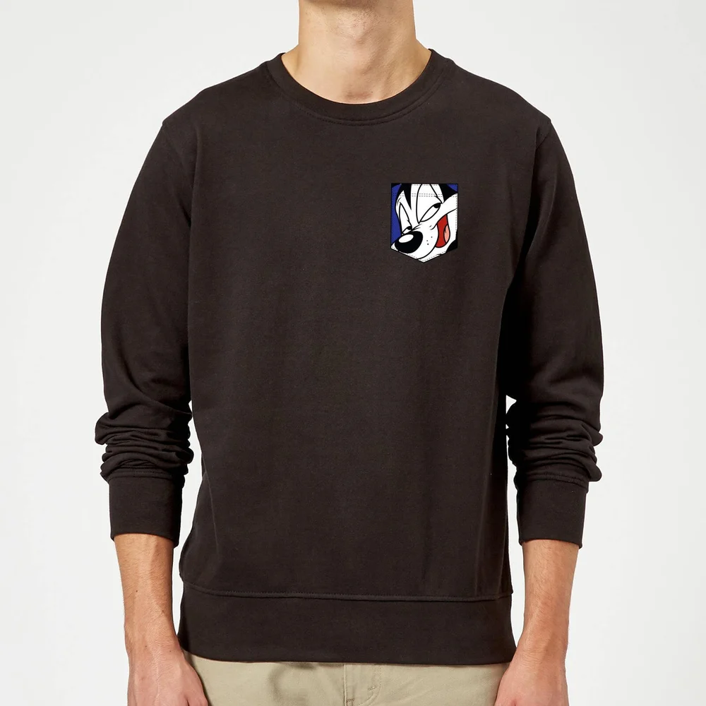 Looney Tunes Pepe Le Pew Face Faux Pocket Sweatshirt - Black - S Image 1