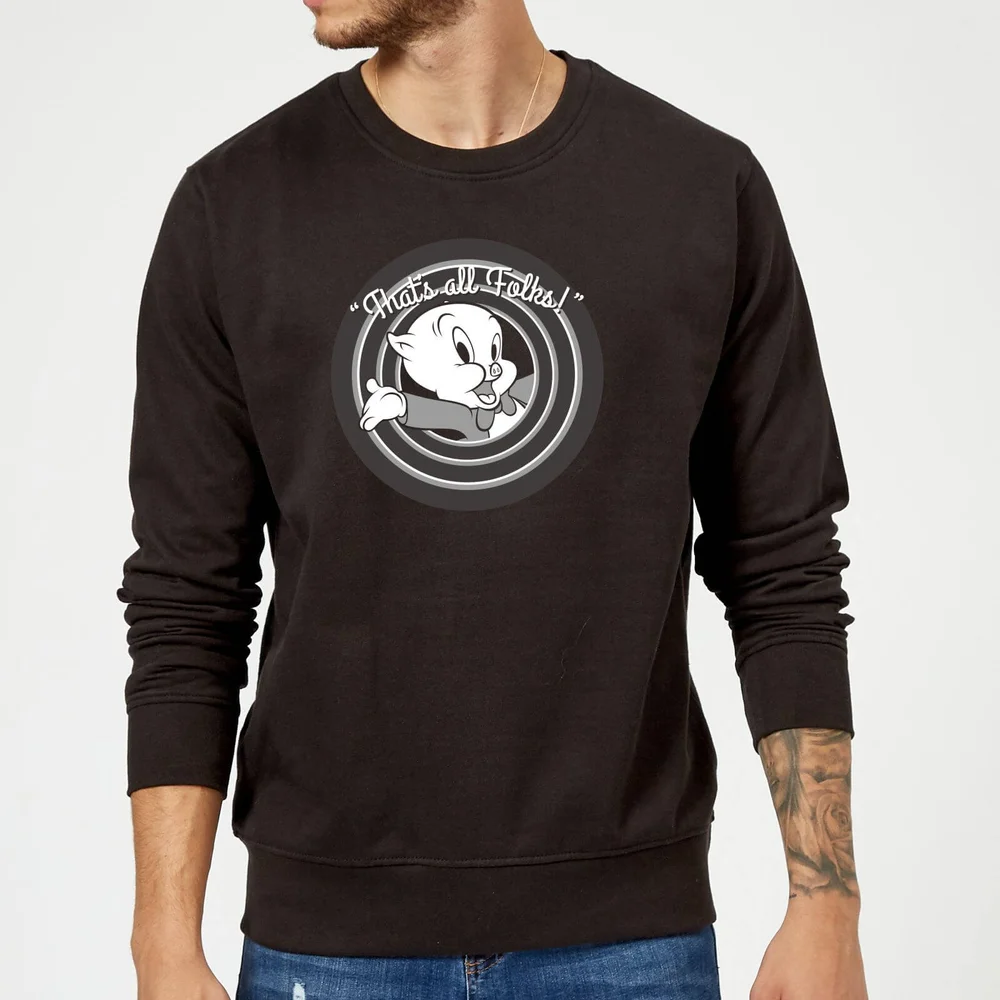 Looney Tunes That's All Folks Porky Pig Sweatshirt - Black - XXL Image 1