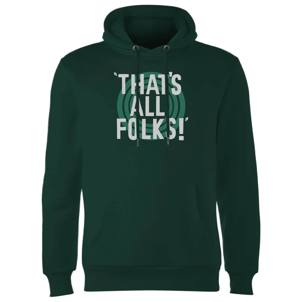 Looney Tunes That's All Folks Hoodie - Forest Green - S Image 1