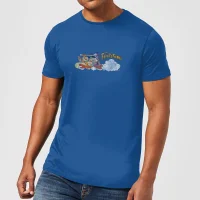 The Flintstones Family Car Distressed Men's T-Shirt - Royal Blue