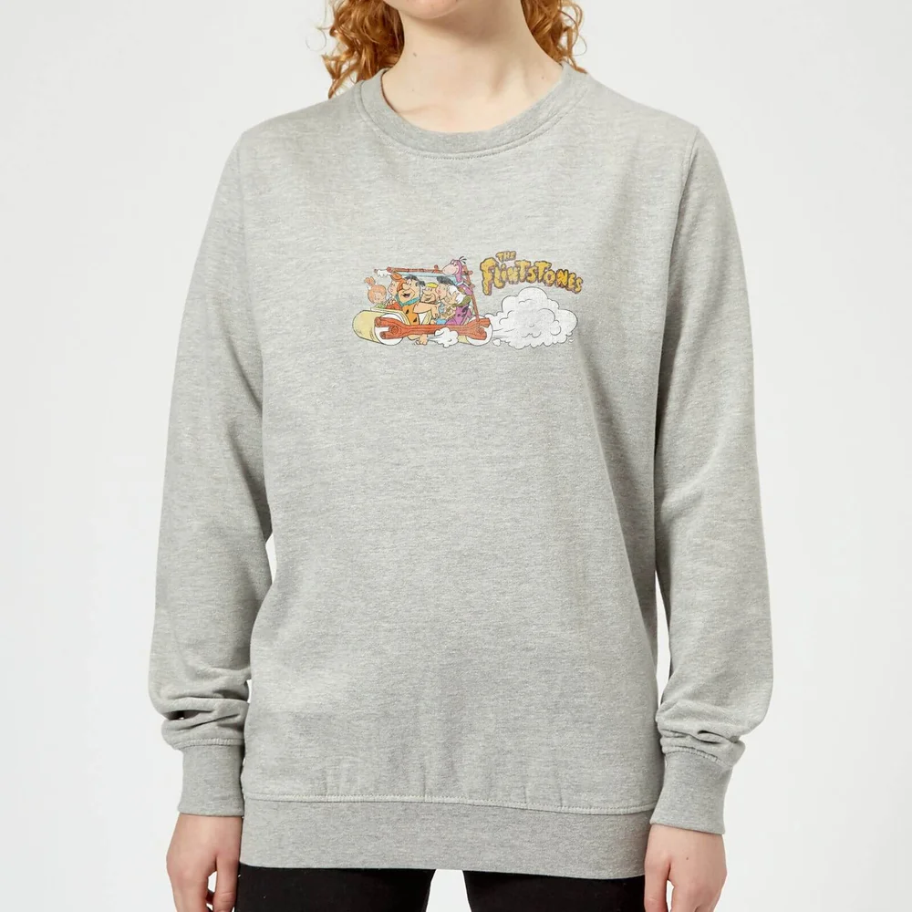 The Flintstones Family Car Distressed Women's Sweatshirt - Grey - 3XL - Grey Image 1