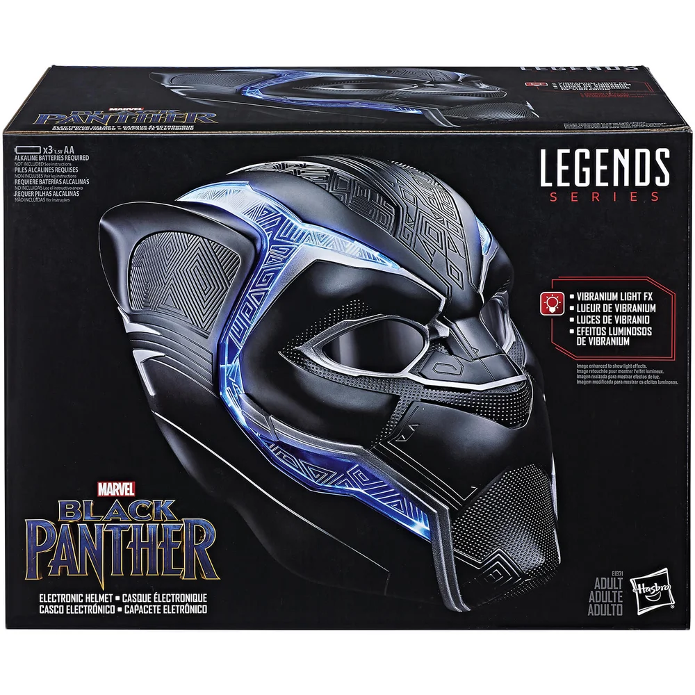 Hasbro Marvel Legends Series Black Panther 1:1 Scale Wearable Electronic Helmet Image 1