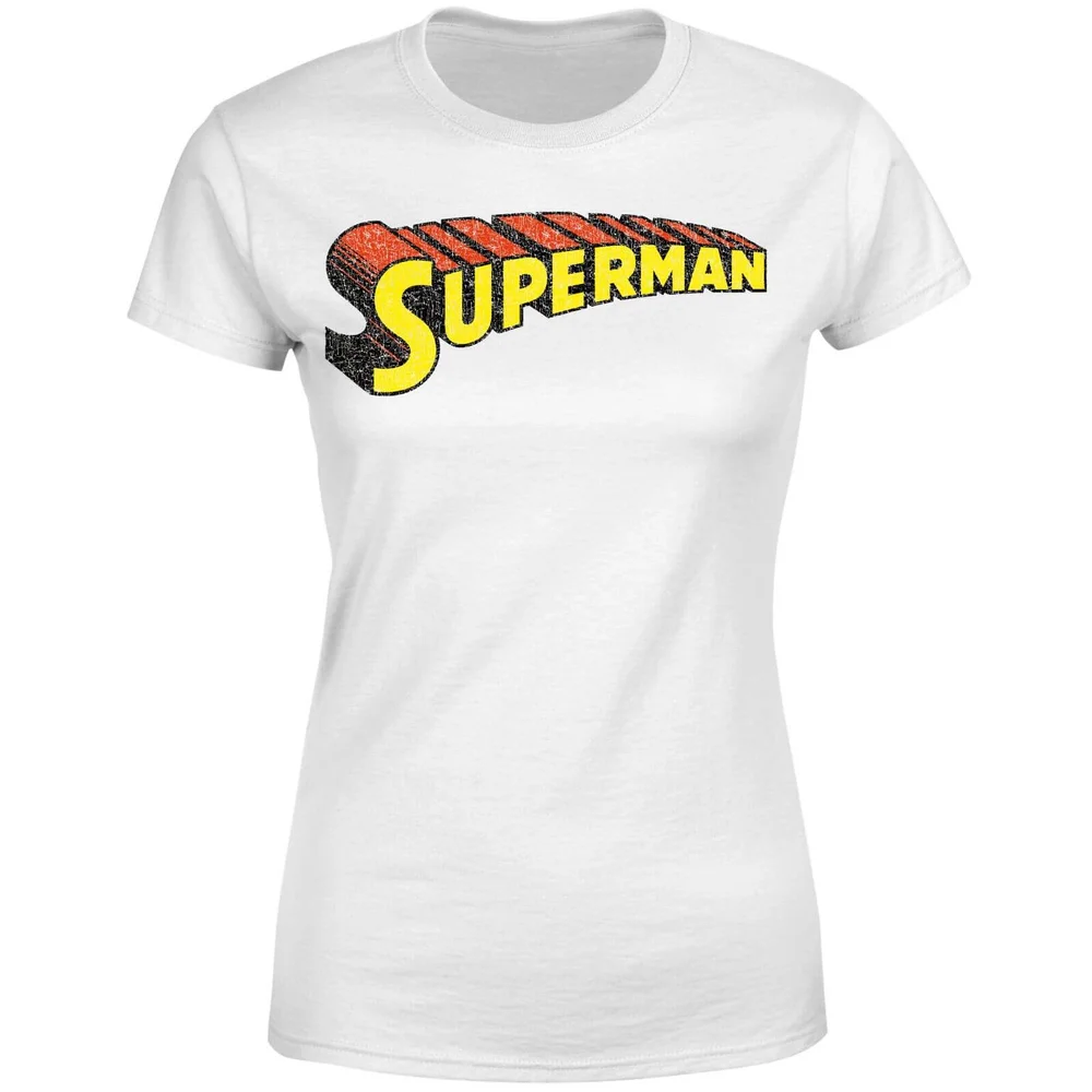 DC Superman Telescopic Crackle Logo Women's T-Shirt - White - S Image 1