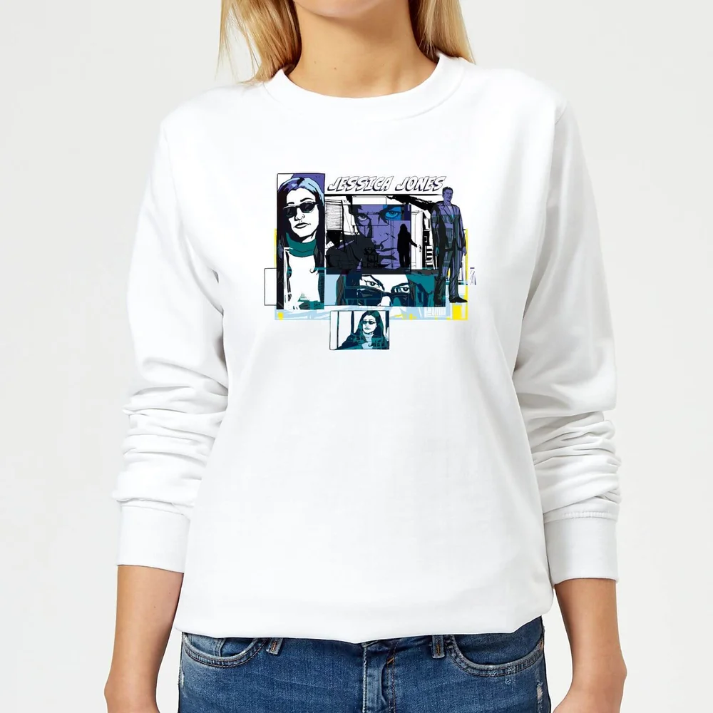 Marvel Knights Jessica Jones Comic Panels Women's Sweatshirt - White - S - White Image 1