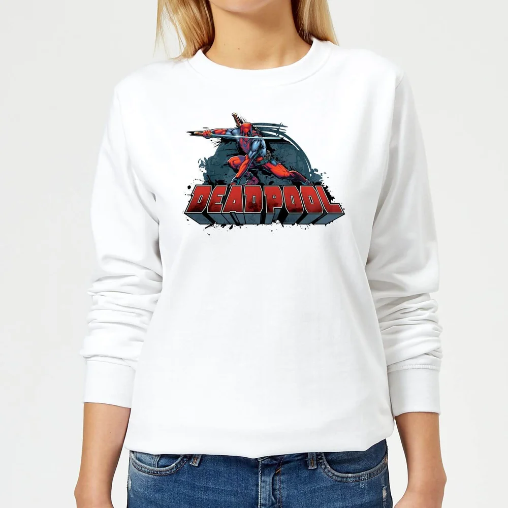 Marvel Deadpool Sword Logo Women's Sweatshirt - White - S - White Image 1