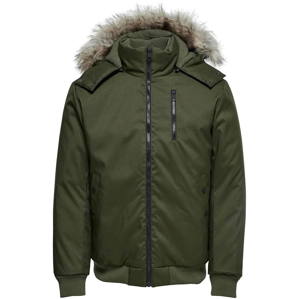 Only & Sons Men's Stanny Padded Bomber Jacket - Forest Green - S - Green Image 1