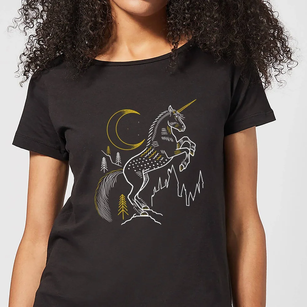Harry Potter Unicorn Line Art Women's T-Shirt - Black - S - Black Image 1
