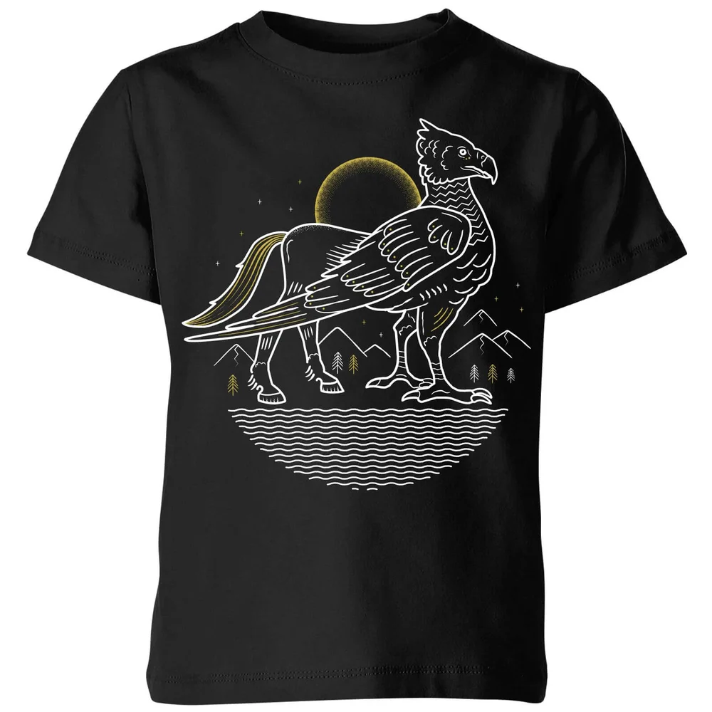 Harry Potter Buckbeak Line Art Kids' T-Shirt - Black - 3-4 Years - Black Image 1
