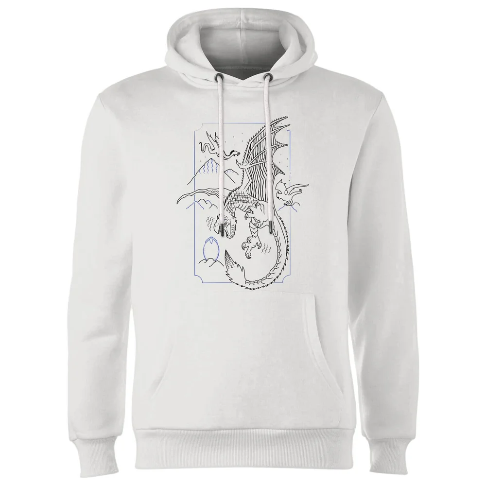 Harry Potter Dragon Line Art Hoodie - White - S - White Image 1