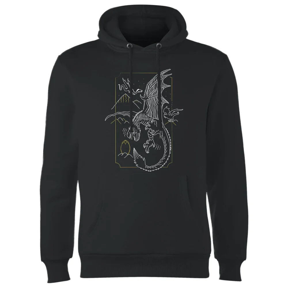 Harry Potter Dragon Line Art Hoodie - Black - S - Black Image 1