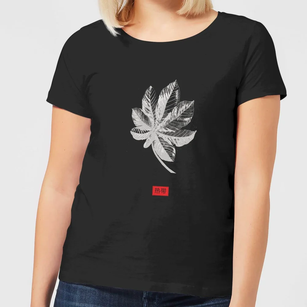 Natural History Museum Tropical Leaf Fashion Print Women's T-Shirt - Black - S - Black Image 1