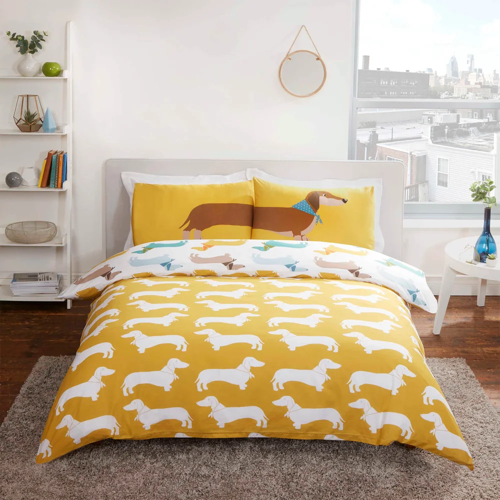 Sausage Dog Duvet Cover Set - Multi - Single Image 1