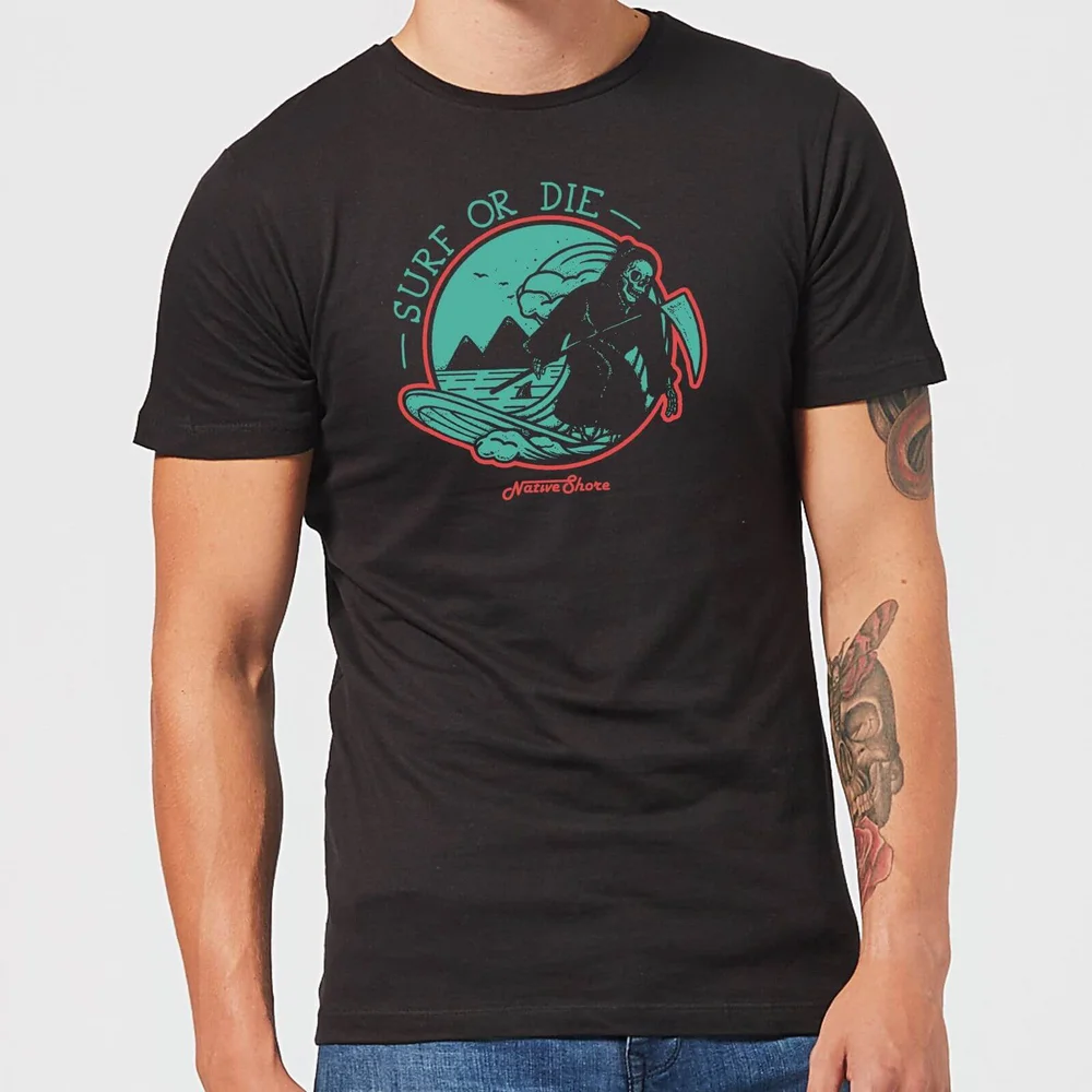 Native Shore Surf Or Die Men's T-Shirt - Black - 5XL Image 1