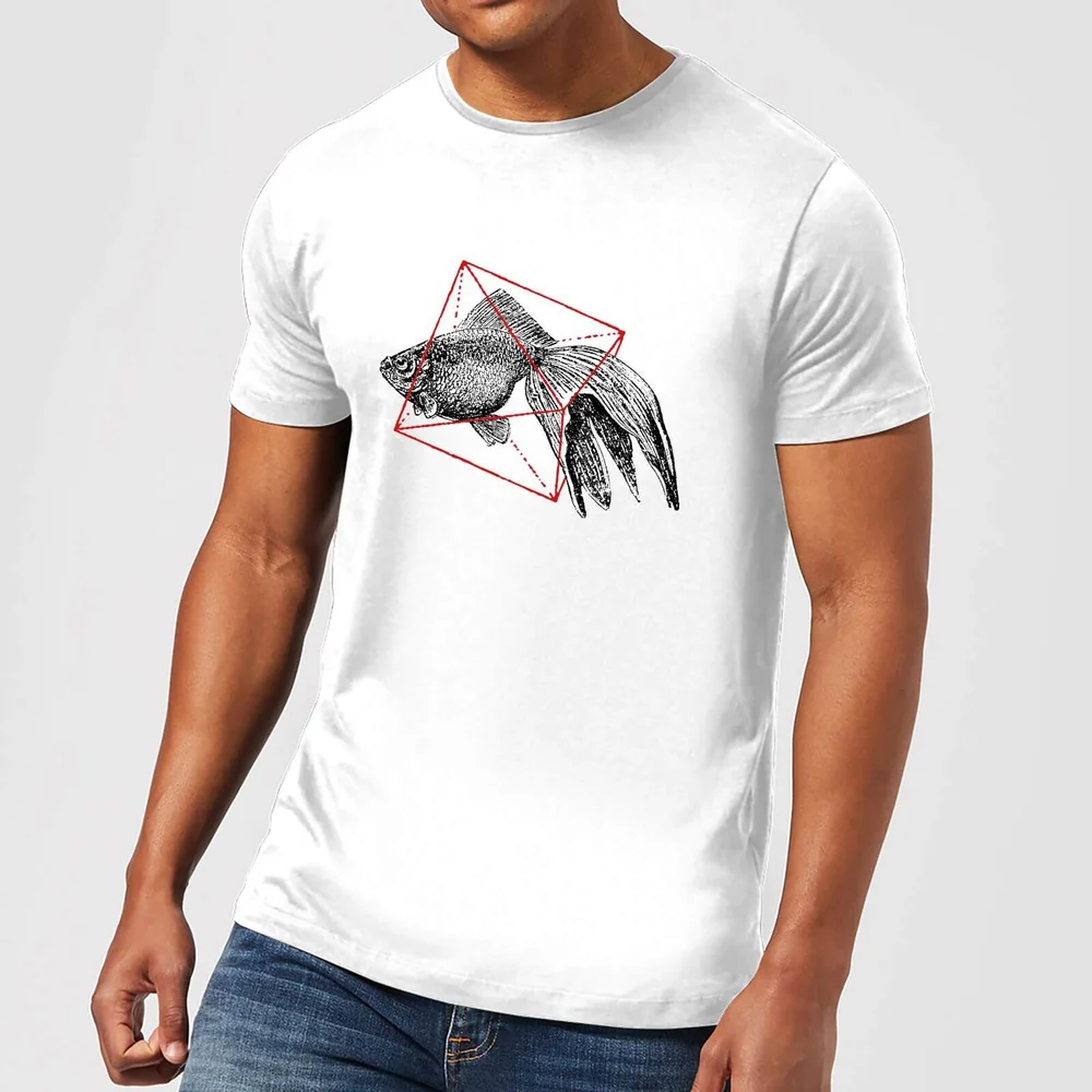Florent Bodart Fish In Geometry Men's T-Shirt - White - 5XL Image 1
