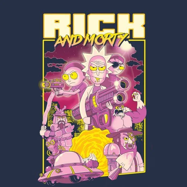 Rick and Morty 80s Poster Women's T-Shirt - Navy