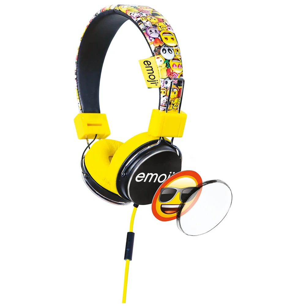 Emoji Flip N Switch Wired Headphones - Yellow Image 1