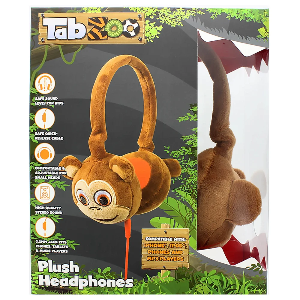 TabZoo Plush Monkey Childrens Wired Headphones Image 1