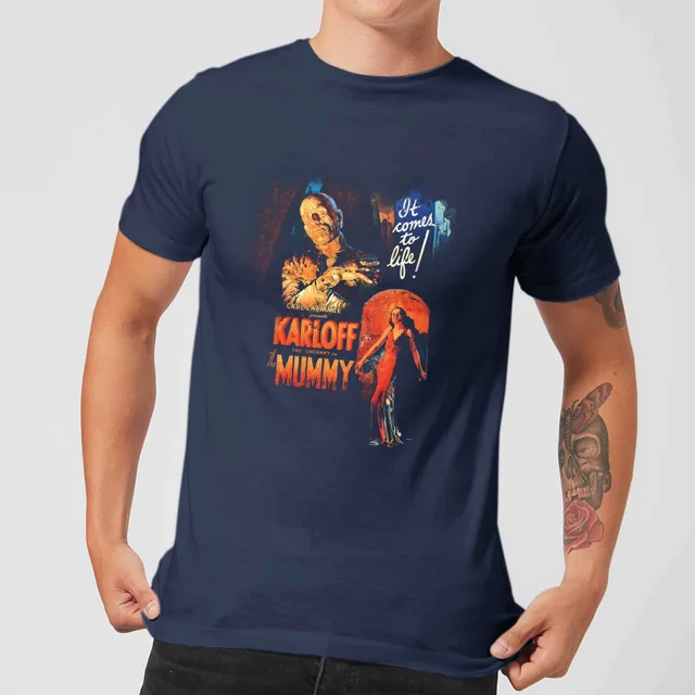 Universal Monsters The Mummy Vintage Poster Men's T-Shirt - Navy