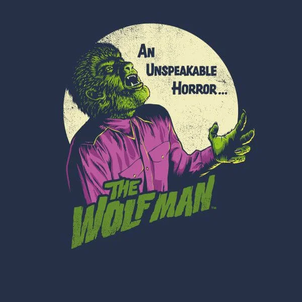 Universal Monsters The Wolfman Retro Women's T-Shirt - Navy