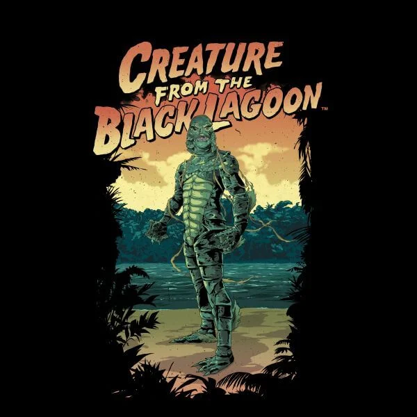 Universal Monsters Creature From The Black Lagoon Illustrated Women's T-Shirt - Black