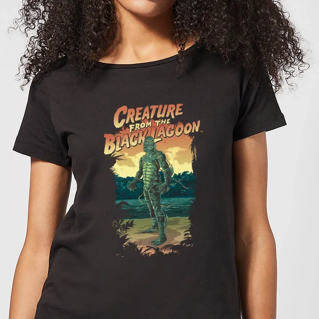 Universal Monsters Creature From The Black Lagoon Illustrated Women's T-Shirt - Black