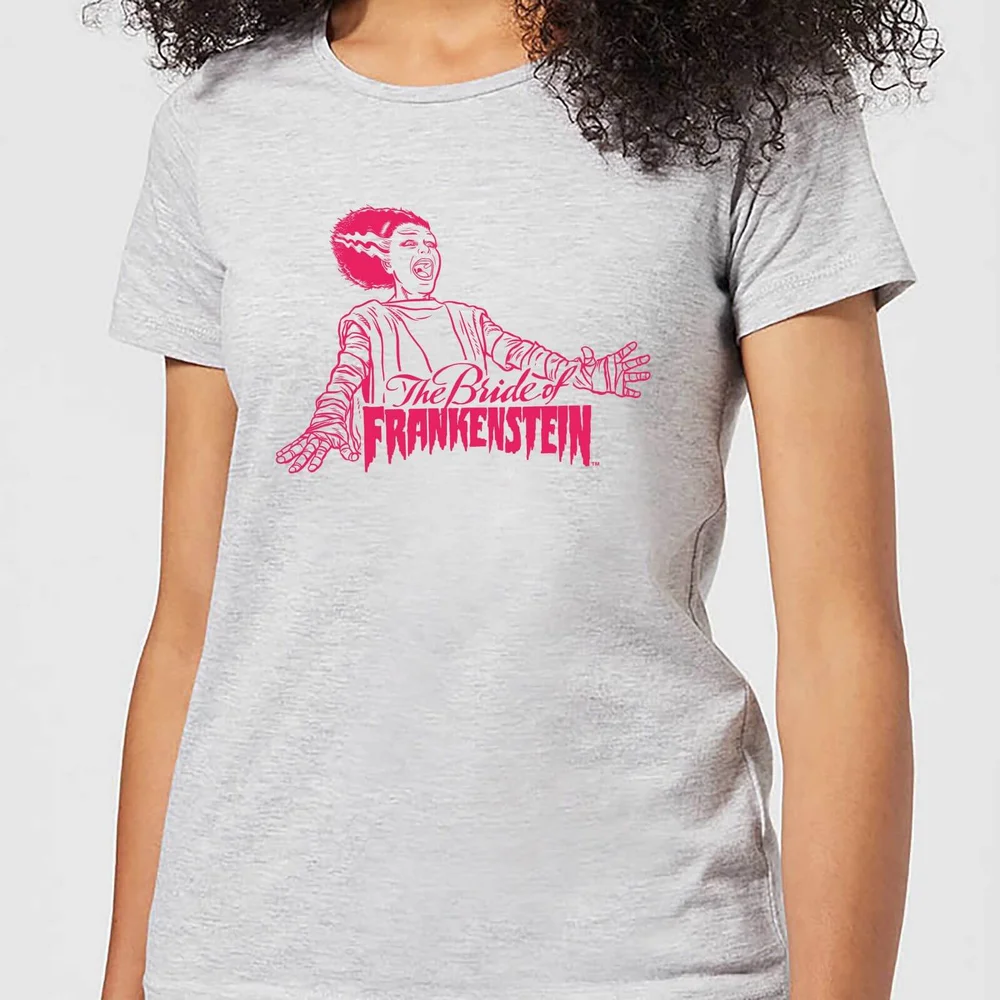 Universal Monsters Bride Of Frankenstein Crest Women's T-Shirt - Grey - S Image 1