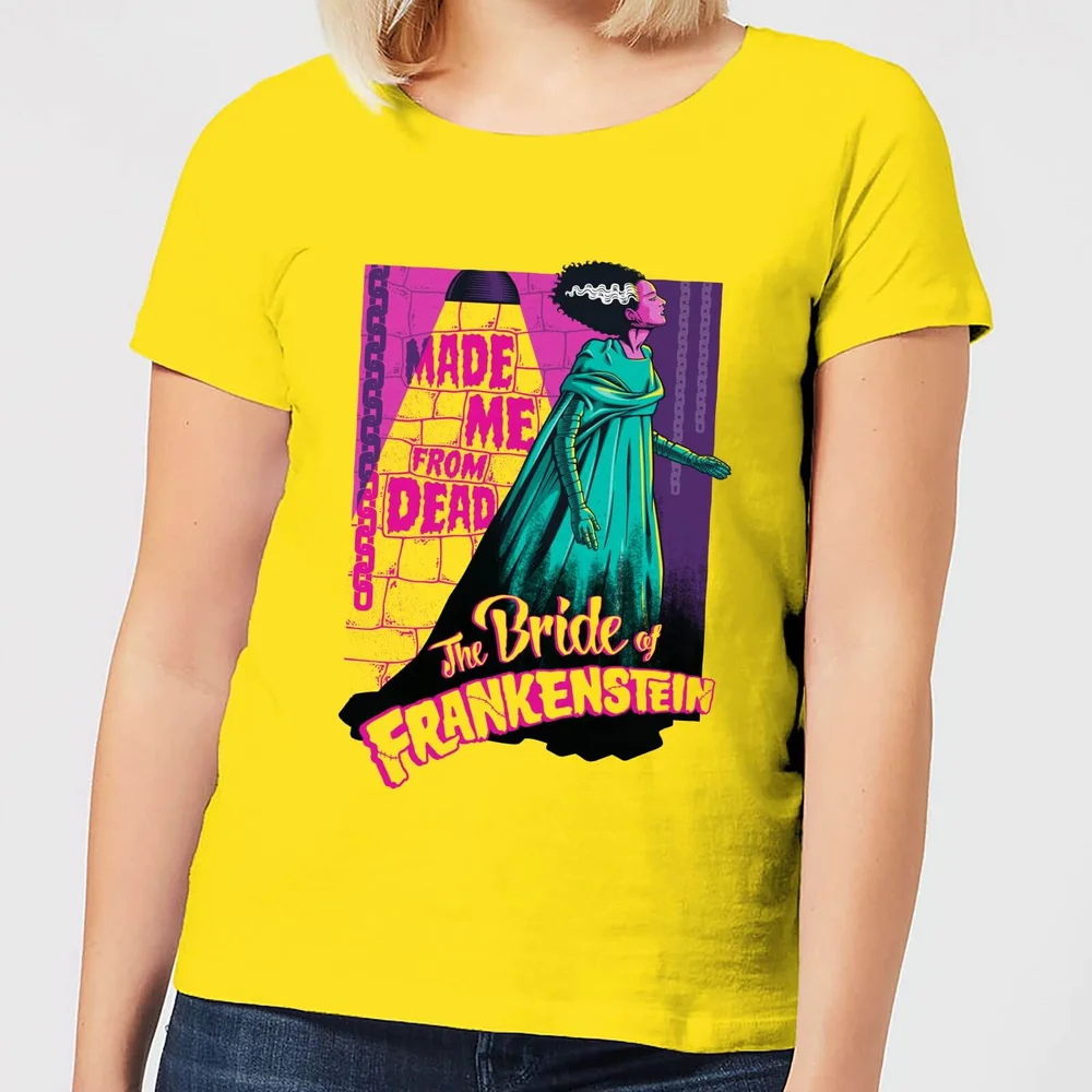 Universal Monsters Retro Bride Of Frankenstein Women's T-Shirt - Yellow - M Image 1