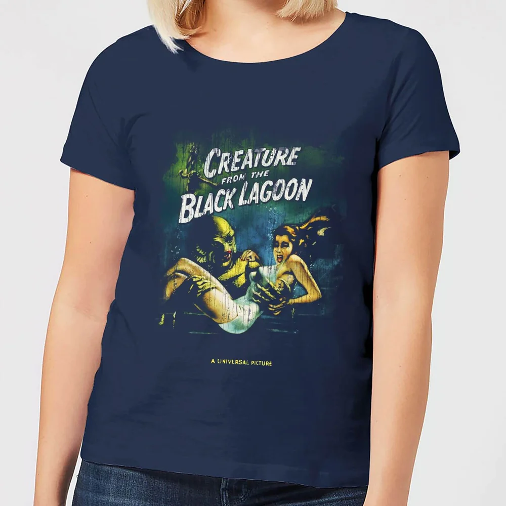 Universal Monsters Creature From The Black Lagoon Vintage Poster Women's T-Shirt - Navy - S Image 1