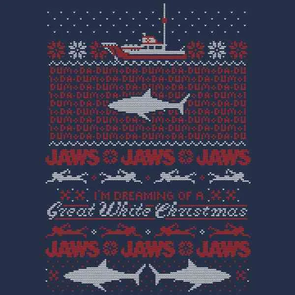 Jaws Great White Christmas Men's T-Shirt - Navy