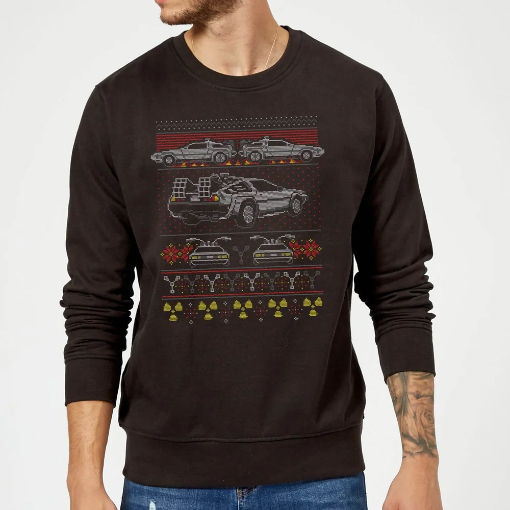 Back To The Future Back In Time for Christmas Jumper - Black - S Image 1