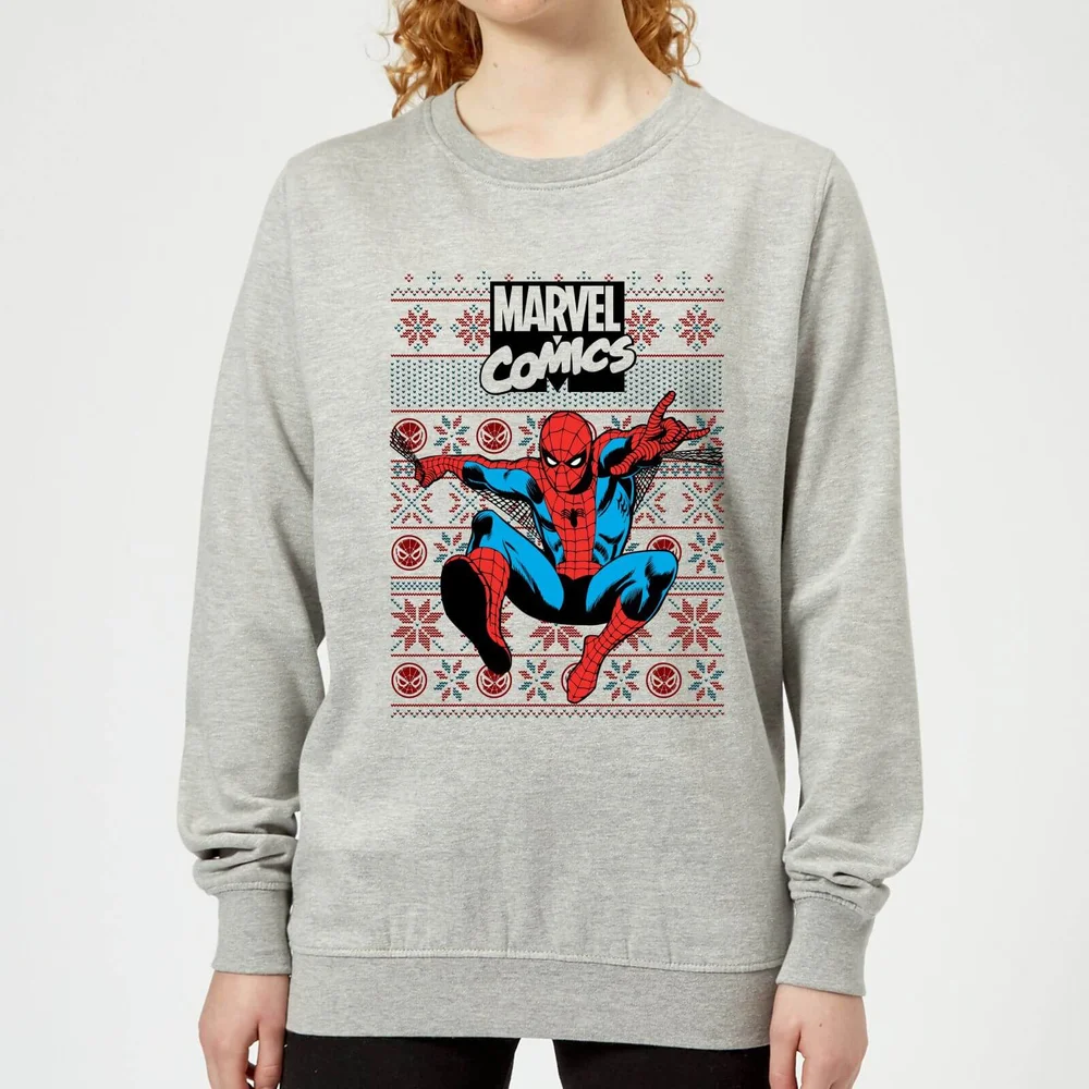 Marvel Avengers Classic Spider-Man Women's Christmas Sweatshirt - Grey - 3XL Image 1