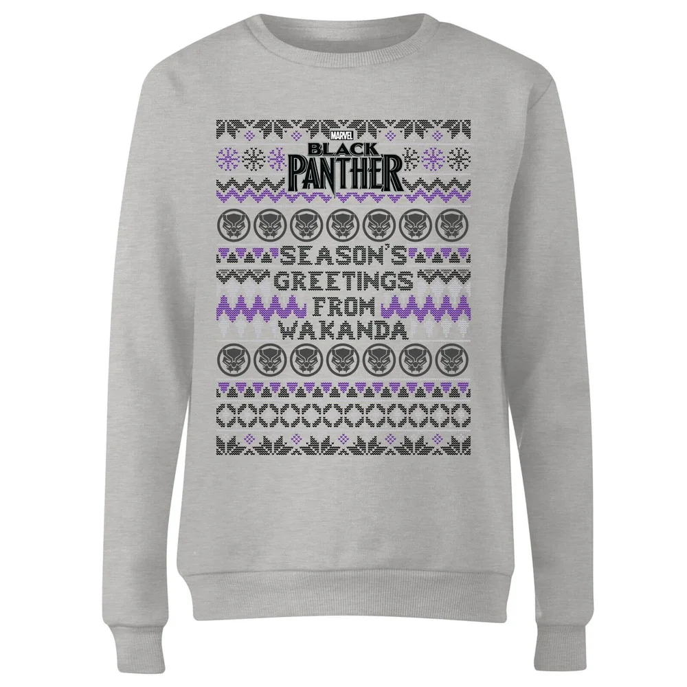 Marvel Avengers Season's Greetings From Wakanda Women's Christmas Sweatshirt - Grey - 3XL Image 1