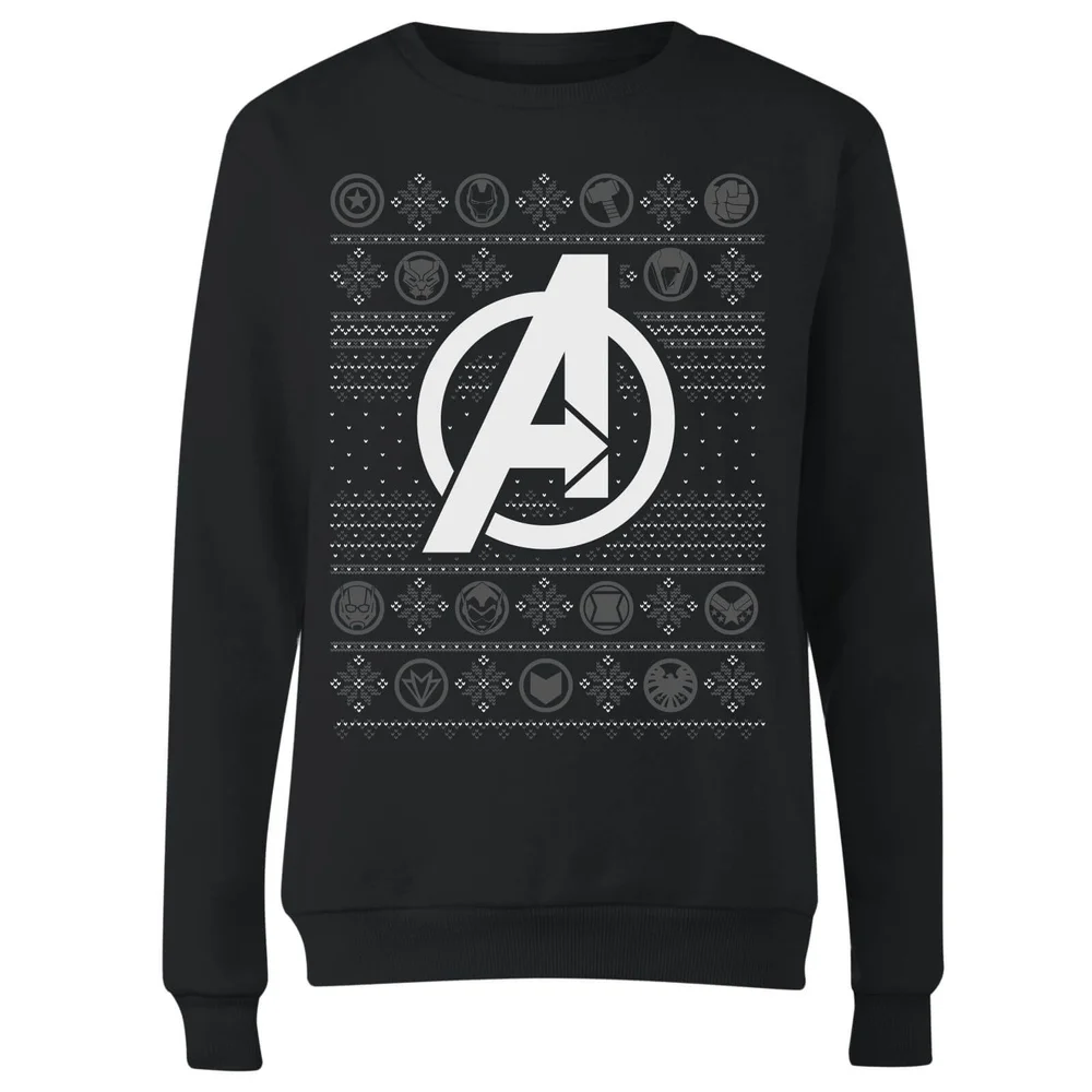 Marvel Avengers Logo Women's Christmas Jumper - Black - 3XL Image 1