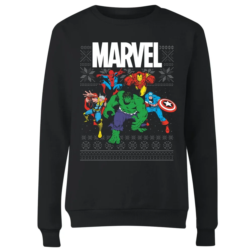 Marvel Avengers Group Women's Christmas Jumper - Black - 3XL Image 1