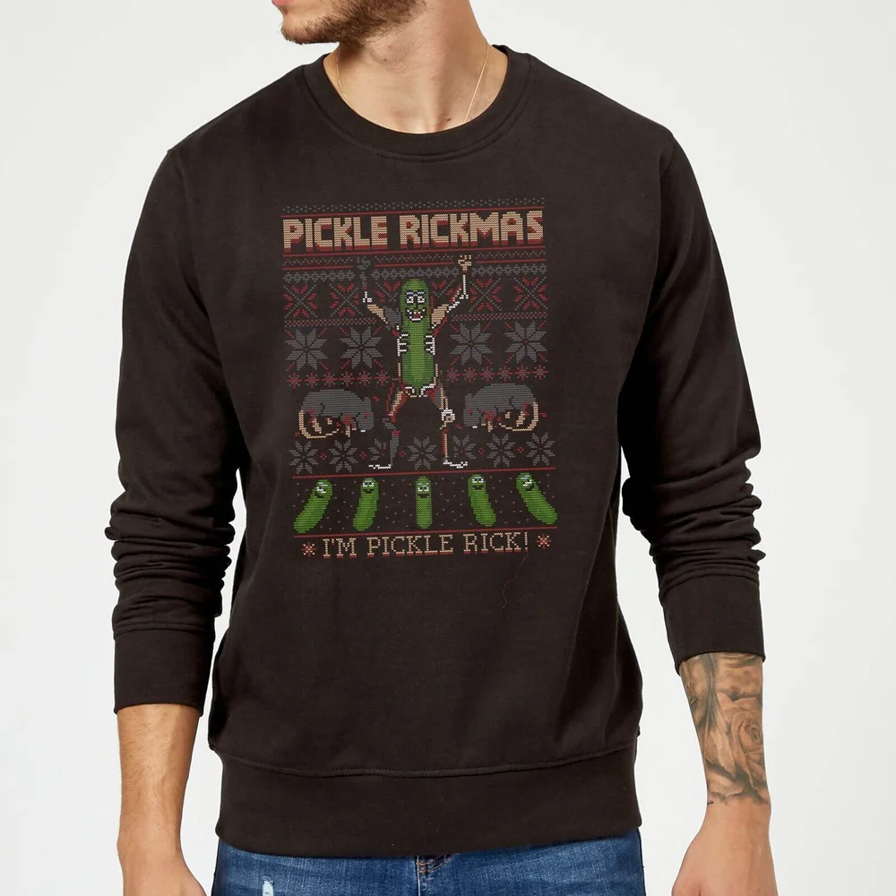 Rick and Morty Pickle Rick Christmas Jumper - Black - S Image 1