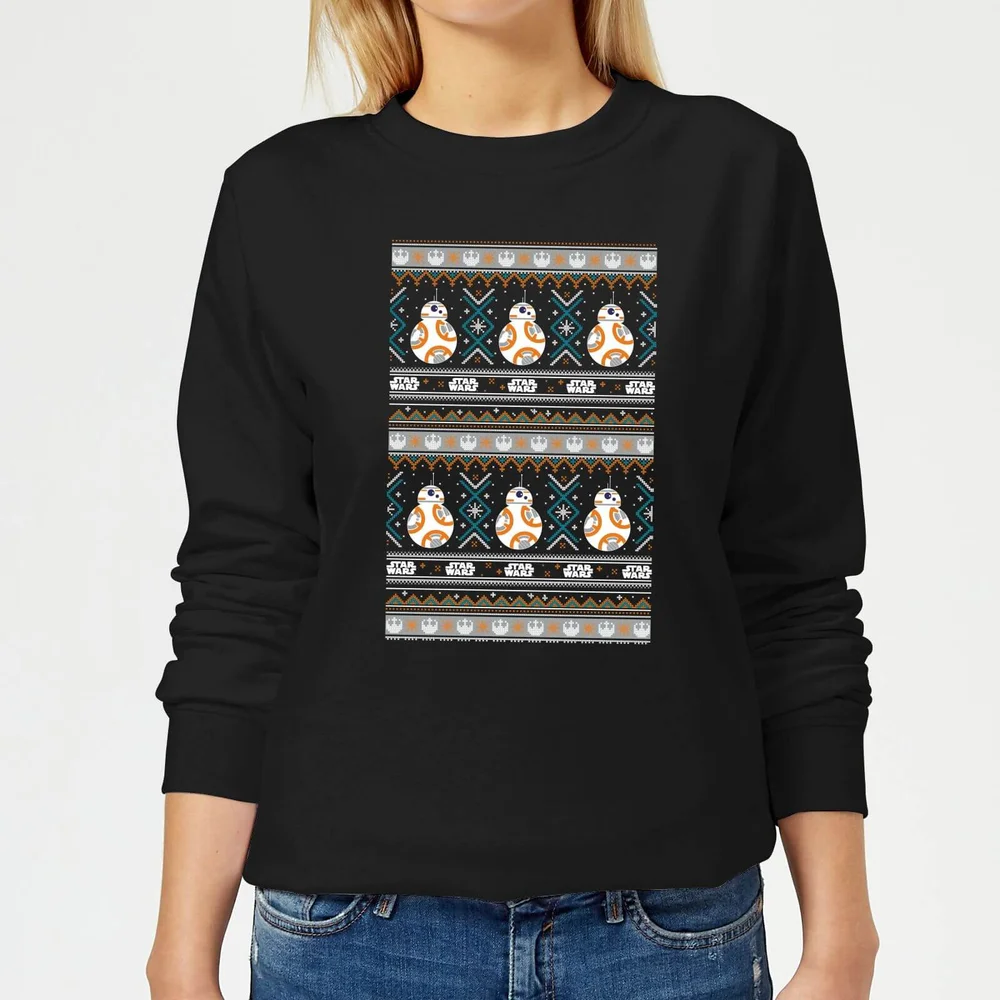 Star Wars BB-8 Pattern Women's Christmas Jumper - Black - 3XL Image 1