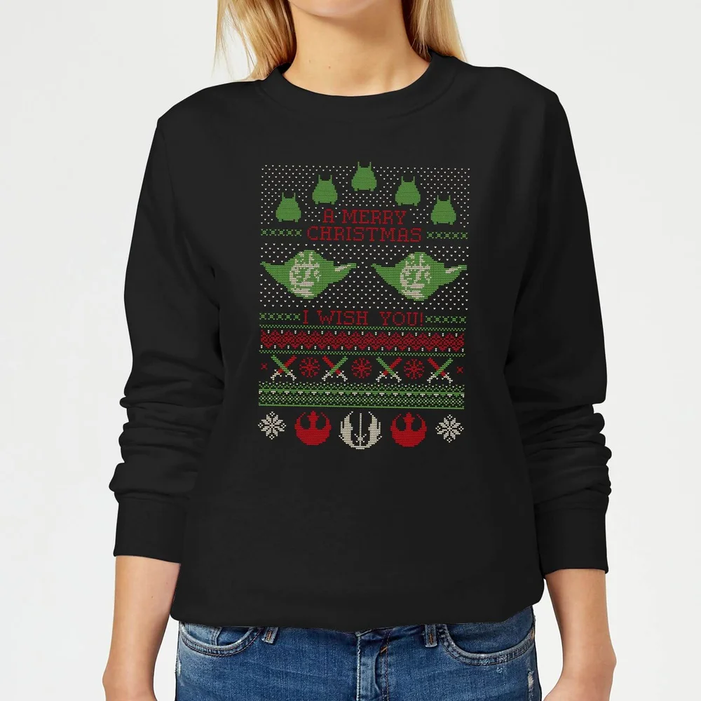 Star Wars Merry Christmas I Wish You Knit Women's Christmas Jumper - Black - 3XL Image 1