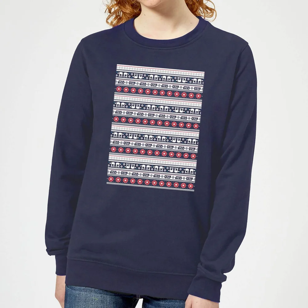 Star Wars AT-AT Pattern Women's Christmas Jumper - Navy - XS Image 1