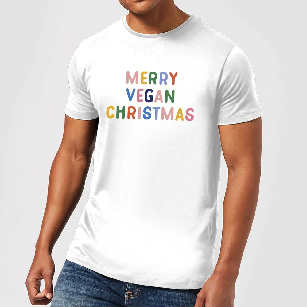 Merry Vegan Christmas Men's Christmas T-Shirt - White - S - White Image 1