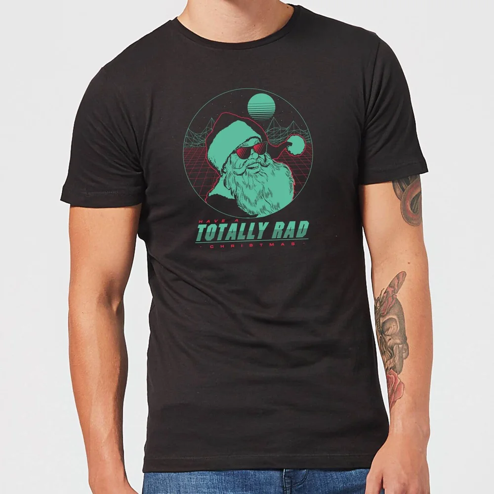 Totally Rad Christmas Men's T-Shirt - Black - S - Black Image 1