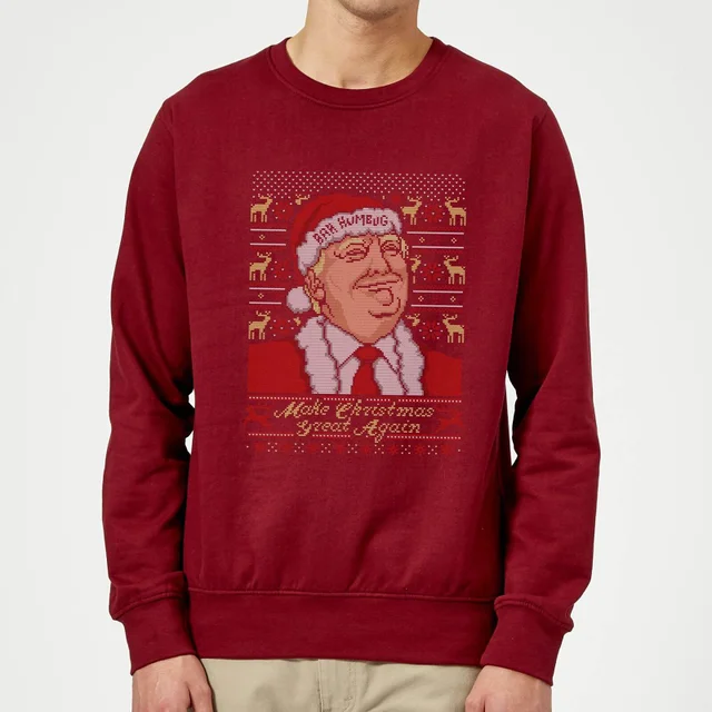 Make Christmas Great Again Donald Trump Christmas Jumper - Burgundy