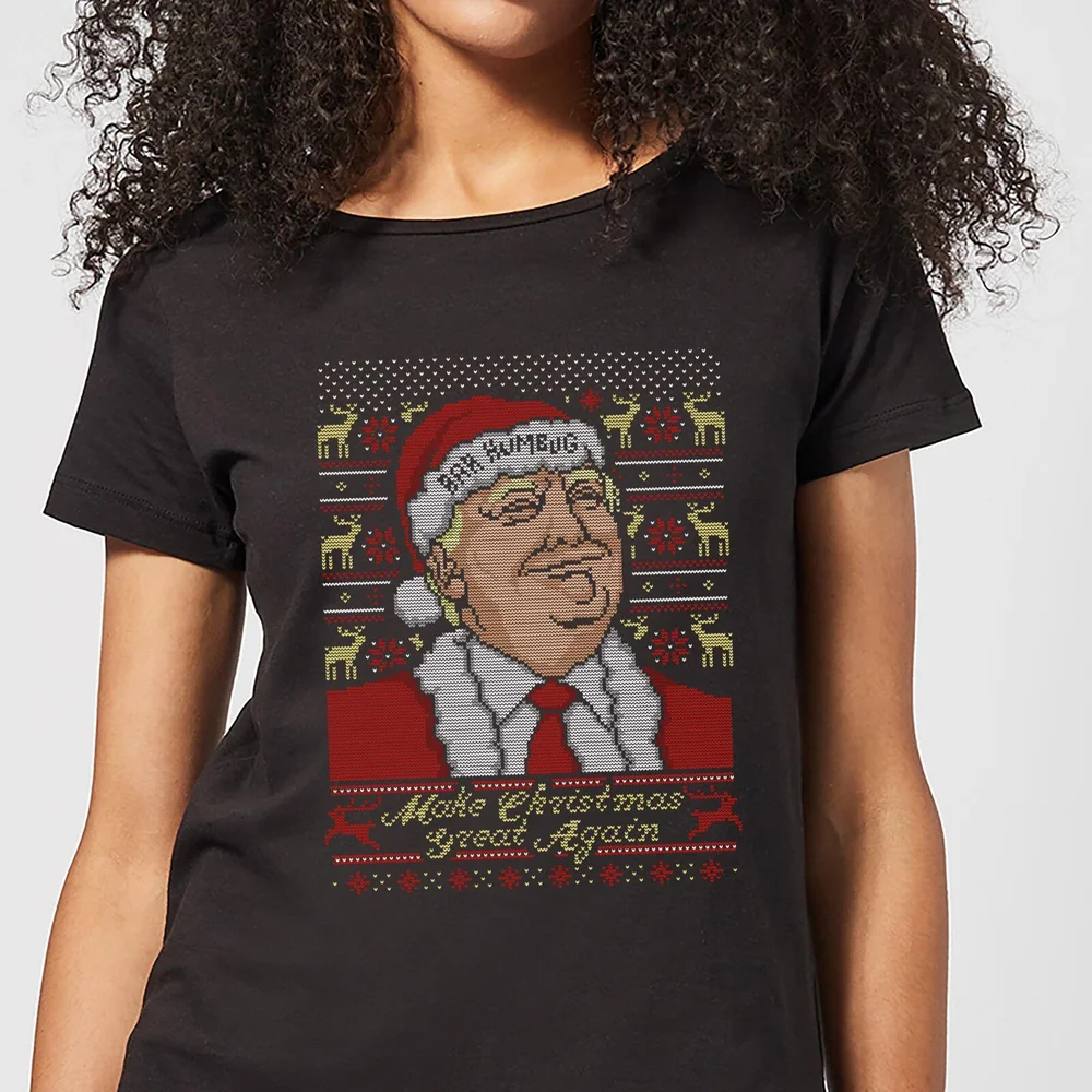 Make Christmas Great Again Donald Trump Women's Christmas T-Shirt - Black - 3XL Image 1
