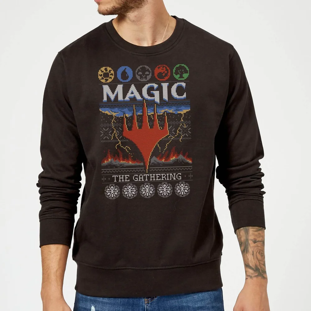 Magic The Gathering Colours Of Magic Knit Christmas Jumper - Black - S Image 1