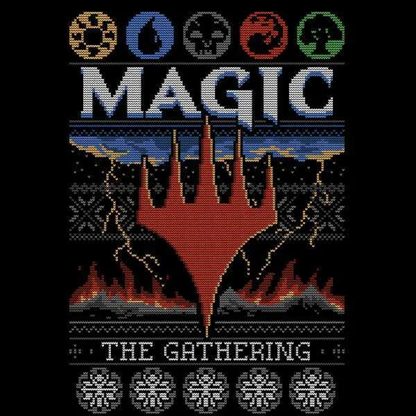 Magic The Gathering Colours Of Magic Knit Men's Christmas T-Shirt - Black