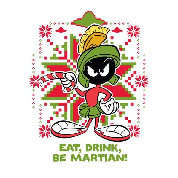 Looney Tunes Eat Drink Be Martian Women's Christmas T-Shirt - White