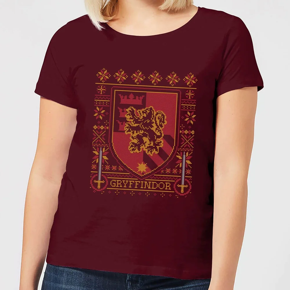 Harry Potter Gryffindor Crest Women's Christmas T-Shirt - Burgundy - M Image 1